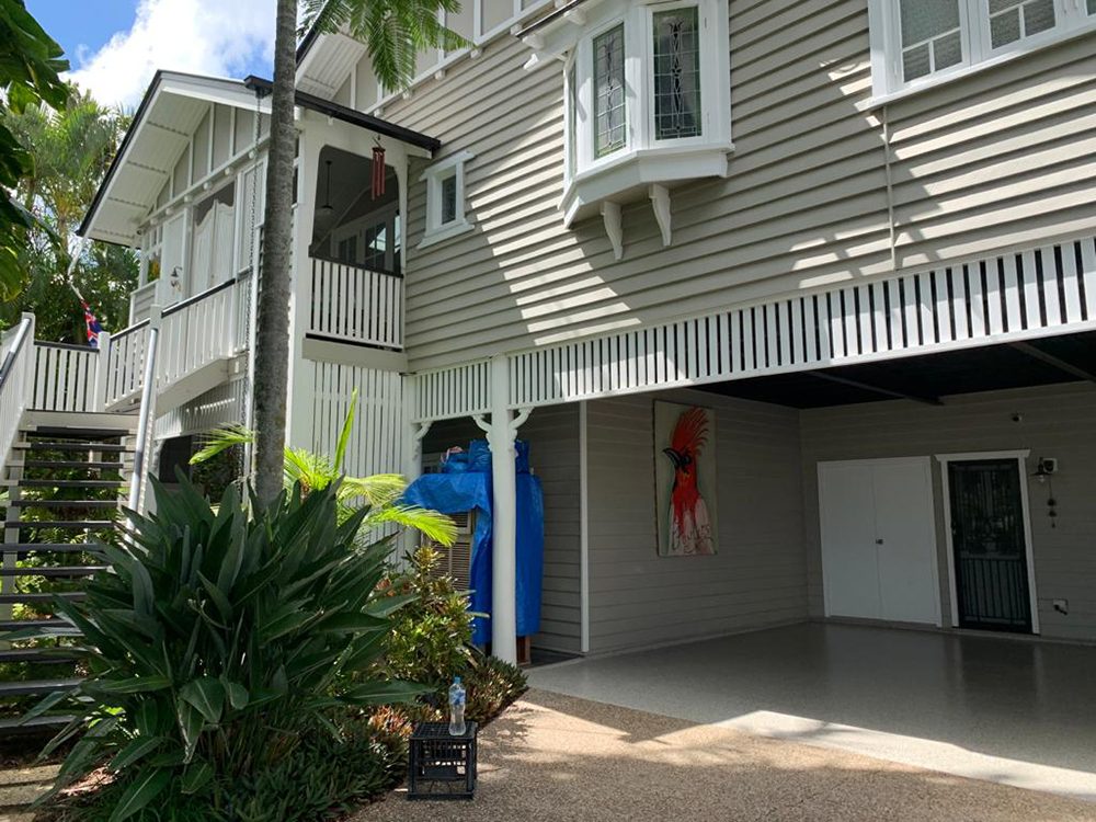 Resin Vinyl installed underneath a home in an open parking space.