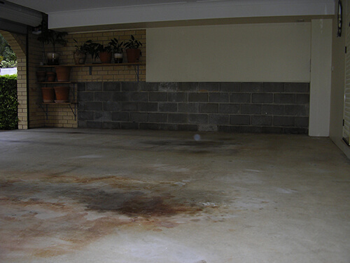 Garage floor with ugly oil stains.