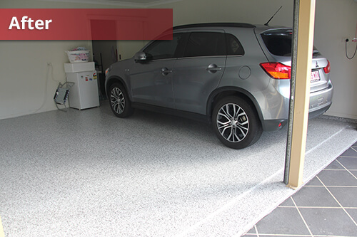 Garage floor after garage floor coating.