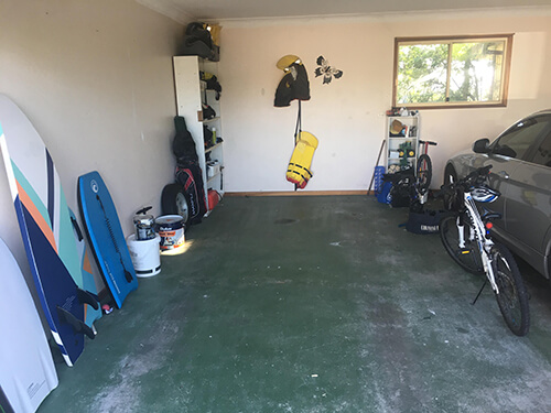 Floor paint wearing through on garage floor.